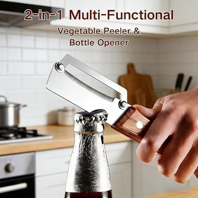 Thickened blade Multifunctional Vegetable Peeler, Multi-Functional Vegetable Peeler for Kitchen, 2-In-1 Stainless Steel Kitchen Tool, for Fruit Veggie, Includes Bottle Opener (3PCS)