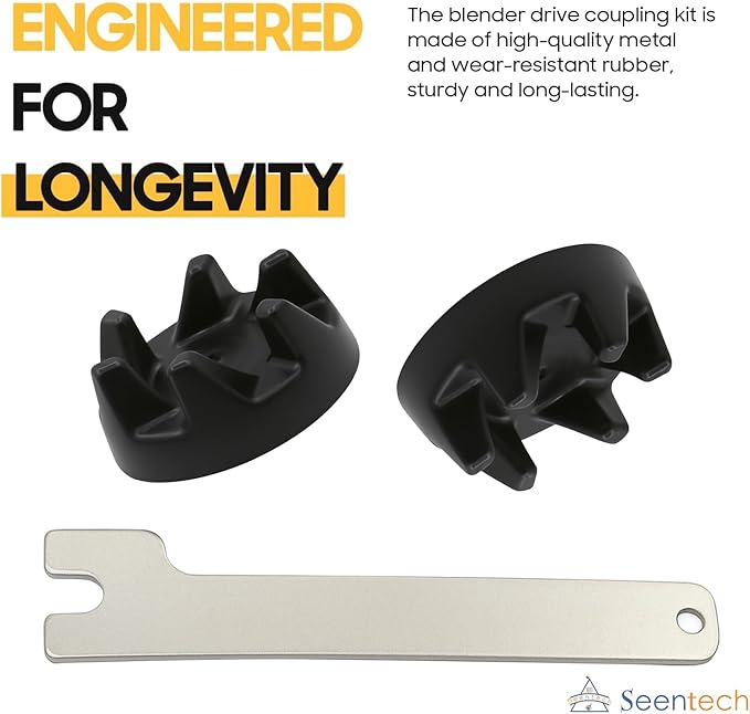 Seentech Blender Coupler Replacement Kit – Includes 2 Rubber Drive Sockets & Metal Wrench – Compatible with 9704230 Models for Blade Maintenance and Repair