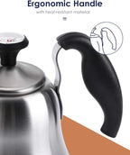 Tea Kettle with Thermometer for Stove Top Gooseneck Kettle, Pour Over Coffee Tea Pot, Goose Neck Tea Pot Stovetop, Hot Water Heater for Camping, Home & Kitchen, Stainless Steel - Small 28oz