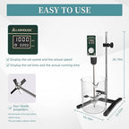 OS-15S Digital Overhead Stirrer 20L(H₂O) Lab Stirrer H-Base Stainless Steel Stand & 1 Stirring Paddle | 100-1500RPM,20000 mPas,Timing 1min-24h