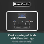 HOMECOOKIN 7-Quart Programmable Slow Cooker with Timer Keep Warm - Small Kitchen Appliance for Family Dinners - Serves 6+ People (Black)
