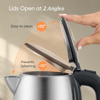 COSORI Electric Kettle, Plastic-Free Interior, 2 Lid Opening Angles, Easy to Clean, Automatic Shut Off & Boil-Dry Protection, Stainless Steel Tea Kettle, Hot Water Boiler & Heater, 1.7L, 1500W