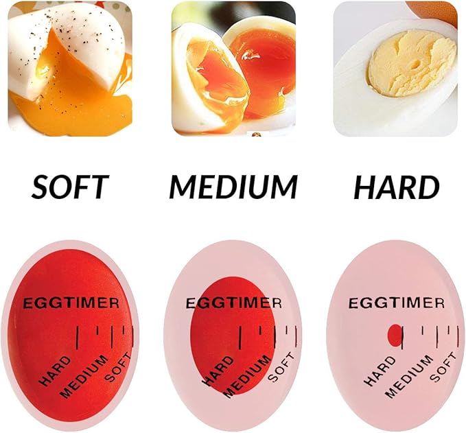 Lasubst Egg Timer for Boiling Eggs that Changes Color When Done, Classic Red