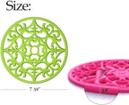 ME.FAN Trivets for Dishes/Pots/Pans, 3 Pcs Silicone Mats, Flexible/Durable/Non Slip Hot Pads to Protect Table and Counter Top (Olive Green)
