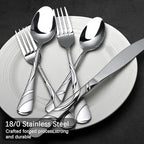 60-Piece Silverware Set for 8, 18/0 Frosted & Mirror Finish Stainless Steel Vintage Flatware Set, Modern Cutlery Set for Home Wedding Restaurant Housewarming Party Event Serving For 12