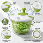 Salad Spinner-Lettuce Spinner | Best Fruit Washer With Fruit Washer Spinner Bowl, Easy-Spin Handle, 5QT