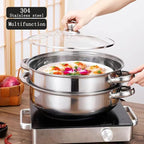 Steamer for Cooking, 6.0 Quarts Stainless Steel Steamer Pot, 2-Tier Food Steam Pots with Lid for Cooking Vegetables, Seafood, Soups, Stews and Pasta, 11.4 x 6.6 inch
