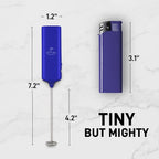 Mini & Mighty Milk Frother Wand – Powerful Handheld Coffee Frother, Battery Operated Drink Mixer – Compact Pocket Size – Detachable Whisk for Latte, Cappuccino, Matcha, Hot Chocolate – Royal Blue