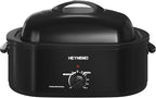18 Quart Roaster Oven with Self-Basting Lid, Electric Turkey Roaster Oven with Defrost & Warm Function, Adjustable Temperature, Removable Pan & Rack, Stainless Steel, Black