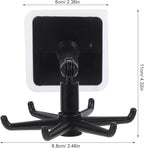 Cabilock 4pcs Rotatable Multi-Purpose Kitchen Utensil Hooks, 360° Folding No-Trace Adhesive Hooks, Black Hanging Soup Ladle and Spatula Storage Holder for Kitchen Organization
