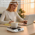 Coffee Mug Warmer & Candle Warmer 46W Electric Cup Warmer for Desk - Smart Digital Display 6 Heat Settings Timer Auto Shut-Off Work from Home Office Gift (White)