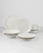 Lenox 890951 French Perle 12-Piece Plate & Bowl Dinnerware Set White
