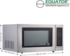 Equator Stainless Steel Range 3-in-1Microwave Oven 1.2 cu ft with Convection, Grill, and Sensor Cooking - Black SS Countertop 1100 Watts Capacity 12-inch Auto Function and Auto Defrost
