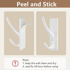 pickpiff White Self Adhesive Coat Hooks for Hanging: 13LB Extra Strong Stainless Wall Hook for Towel, Utensil, Backpack, Hat, Sturdy Metal Hanger for Bathroom, Kitchen, Door, 10 Pack