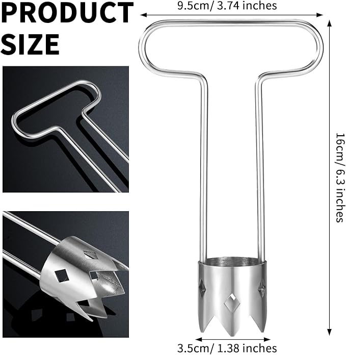 Red Bell Pepper Seed Corer, Upgraded T Shaped Vegetable and Fruit Corer Stainless Steel Tomato Apple Seed Remover Tool Practical Kitchen Gadget for Removing Fruit & Vegetable Cores