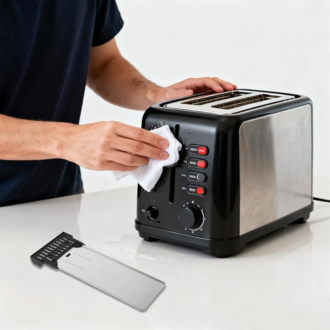 Garneck Heat-resistant Metal Crumb Tray Replacement with Plastic Handle for Bread Maker and Toaster Oven Removable Fit Crumb Collector for Easy Cleaning and Kitchen Use