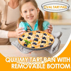 Tart Pan 10 Inch Oval Quiche Pan, Carbon Steel Pie Pans with Oil&Dish Brush Non-Stick Quiche Tart Pan with Removable Bottom for Tarts, Pies, Mousse Cakes and Desserts