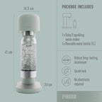 Mysoda Ruby 2 Carbonated Water Maker - Silent and Long-Lasting Aluminium Soda Maker with 1L Water Bottle - Without CO2 Cylinder - Pigeon