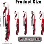 12 Pieces Professional Waiter Corkscrew Wine Openers,Red Wine Keys Opener Stainless Steel Hinges Serrated Foil Cutter for Restaurant Waiters, Sommelier, Bartenders (Red)