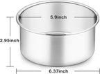 P&P CHEF 6 Inch Cake Pans Set, Round Baking Pan Stainless Steel Layer Birthday Wedding Cake Oven Pans, Non Toxic & Heavy Duty, Deep Side & Mirror Finish, Dishwasher Safe, (3Pcs)