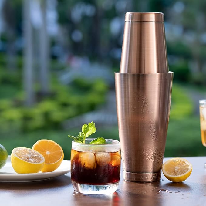 ETENS Boston Cocktail Shaker Antique Copper, Cocktail Shaker Tins Weighted, Bar Shaker Set Bartender Shakers for Bartending - Martini Shaker Stainless Steel Drink Mixer | Bar Tools Metal Shaking Tin