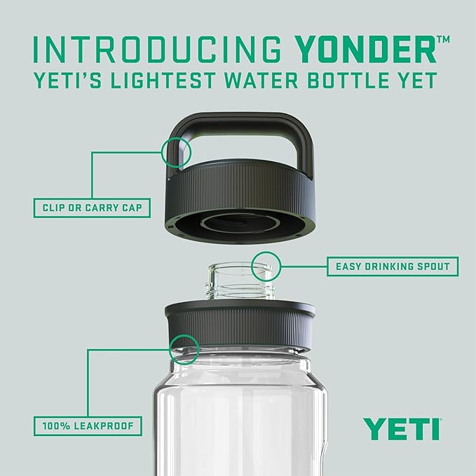 YETI Yonder Water Bottle with Yonder Chug Cap, Lightweight, Leakproof and BPA-Free