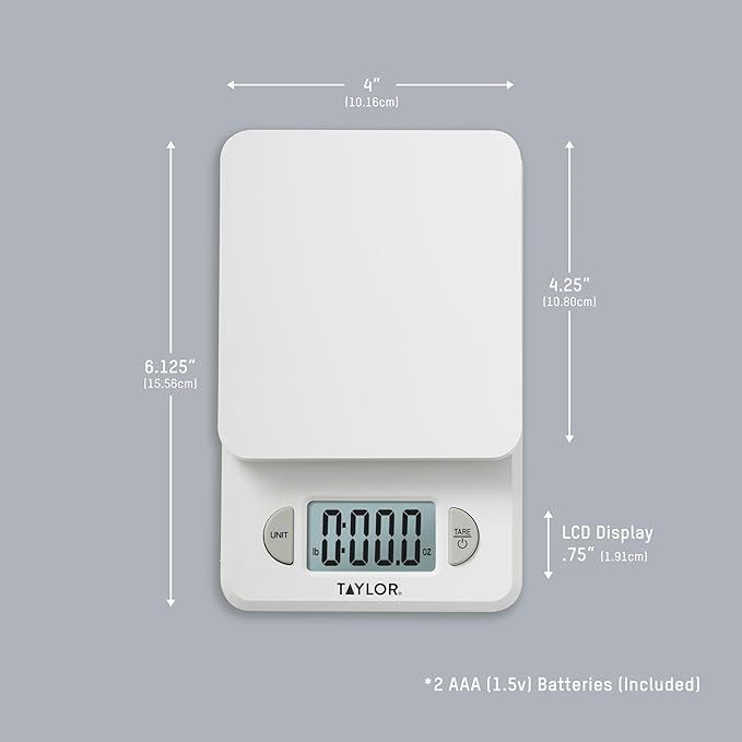 Taylor Compact Digital Scale (White), 11 pound capacity