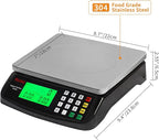 Large Digital Kitchen Scale Black 30kg/66lb Commercial Food Scale Stainless Steel with LCD Display Price Computing Scale for Restaurant Baking Bread Meat Prep Counting Scale for Parts and Coins