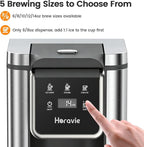 Single Serve Coffee Maker for K-Cup Pod and Grounds, Hot and Iced Coffee Maker, Stainless Steel Coffee Maker, Strong Button Feature, 6 to 14oz Brew Sizes, 50oz Removable Tank, Up to 6.5 Inch Cup, Grey