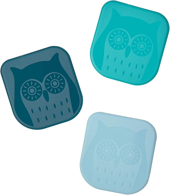 Tovolo Pan Scraper Tool Set of 3 Owl Shaped for Cleaning Scraping & Food Removal Nonstick Cookware Cast Iron Dishes, Dishwasher Safe BPA Free Sturdy Plastic Scraper Kitchen Tool, Assorted Teals