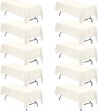 BRILLMAX 10 Pack Ivory Tablecloths for 8 Foot Rectangle Tables 60 x 126 Inch - 8ft Rectangular Bulk Linen Polyester Fabric Washable Cloth Cover for Wedding Reception Banquet Birthday Party