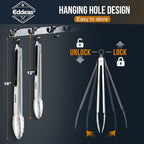 Eddeas Grill Tongs, Bbq tongs - 12" and 17 Inch Extra Long Kitchen Tong, Heat Resistant 600 Degrees Stainless Steel tongs, Metal Locking Tong for Cooking, Grilling, Outdoor Barbecue, Set of 2