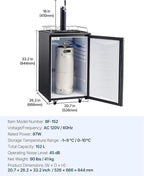 VEVOR Beer Kegerator, Single Tap Commercial Draft Beer Dispenser for D system, Full Size Keg Refrigerator with 5lbs CO2 Tank, Hold 2 Sixth / 2 Ball lock keg, Black