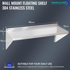 2 Pack Stainless Steel Shelf 12"x36" 280LB, Commercial Wall Mounted Metal Shelving for Home Kitchen, Restaurant