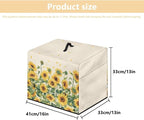Meat Slicer Cover for Home Use Dust-proof Food Slicers Meat Slicer Protection Case with Side Pockets for Stainless Steel Blade, Brush, Recipe Kitchen Decor, Sunflower Green Leaf Print