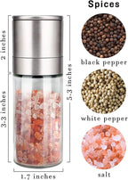 Gulex® Salt Grinder Pepper Mill, Refillable, Adjustable Coarseness Black Pepper Grinder, Stainless Steel Sea Salt Shaker with Ceramic Rotor(Seasoning not included)