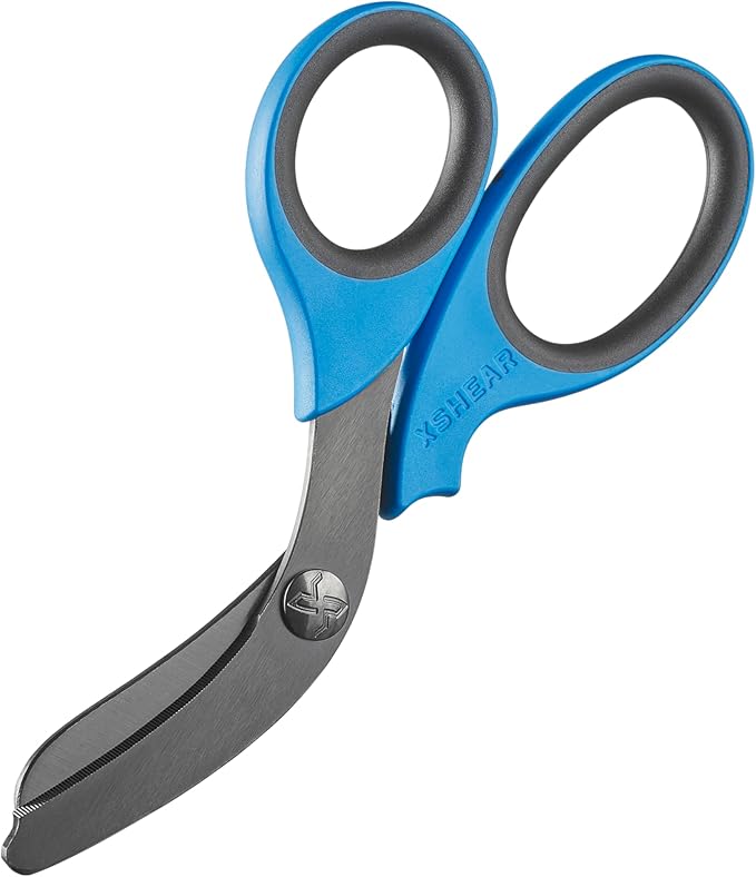 XSHEAR® 7.5” Extreme Duty Trauma Shears. Tough and Durable Medical Scissors for the Paramedic, EMT, Nurse or any Emergency Healthcare Provider - Blue/Gray