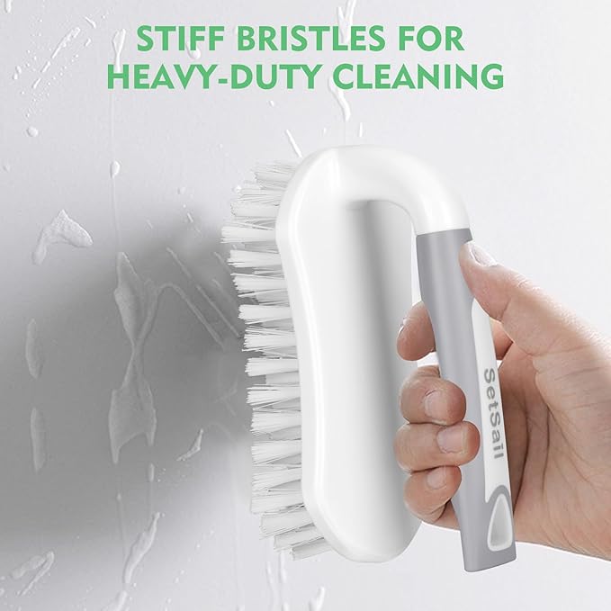 SetSail Scrub Brush, Heavy-Duty Scrub Brushes for Cleaning with Stiff Bristles Cleaning Brush for Shower, Bathroom, Carpet, Kitchen and Bathtub Scrubber - 3 Pack