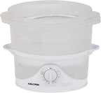 Kalorik Electric Food Steamer with Manual Controls 3-Tier with BPA Free Dishwasher Safe Baskets, 800 Watts and 60-Minute Timer Turbo Steam Feature and Easy Refill, 9-Quarts, White