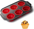 Silicone Muffin Pan, 6 Cups Muffin Pans for Baking with Metal Frame, Cupcake Pan, Egg Bite Molds, Muffin Tin Tray Easy to Pop Nonstick Non Toxic Bakeware for Oven