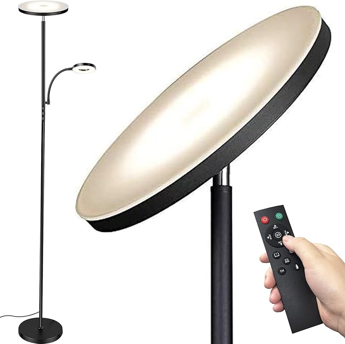 Floor Lamp, Upgraded 42W 4000LM Super Bright LED Floor Lamp for Living Room Bedroom, Dimmable Standing Reading Floor Lamps with Remote & Touch Control