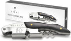 Etens Professional Wine Opener - Double Hinge Corkscrew with Foil Cutter & Cap Remover, Manual Wine Key for Bartenders & Servers