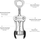 Beneno Wine Opener with Silicone Leak Proof Wine Vacuum Stopper, Zinc Alloy Premium Wing Corkscrew with Multifunctional Bottles Opener, Matte Black