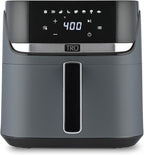 TRU 8-Quart Digital Air Fryer by Select Brands - Family Size, One-Touch Control, 8 Presets - Air Fry Chicken, Meat, Veggies, Fries - Nonstick Pot and Crisping Tray, Auto Shut Off, Matte Gray