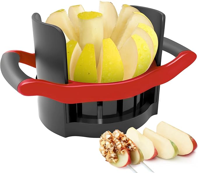 OOKUU 5.12 - Inch Large Apple Slicer, Cut 12 Thin Slices All the Way Through, HEAVY - DUTY Stainless Steel Apple Corer & Slicer for Fruits & Vegetables - Dishwasher Safe