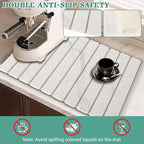 Stone Dish Drying Mat for Kitchen Counter, 24''×15'' Dishes Drying Matt Kitchen Counter, Absorbent Diatomaceous Earth Bath Quick Dry Mats for Tableware, Bottles and Cup(White Marble)