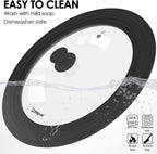 13-14-15 in Universal Pan Lid, Extra Large Silicone Pot Lid for Pots, Pans & Skillets, Replacement Frying Pan Lid with Heat Resistant Silicone Knob, Dishwasher Safe, Black