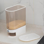 Gagee 22 Lbs Rice Dispenser, Large Grain Container Storage with Lid Measuring Cylinder Moisture Proof Household Cereal Dispenser Bucket for Kitchen Soybean Corn,Clear