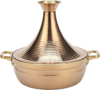 Moroccan Tagine Cooking Pot,Stainless Steel Non Stick Moroccan Casserole with 2 Handles,Large Moroccan Cooker Handmade Tagine Pot with Cone-Shaped Lid(27cm, Rose Gold)