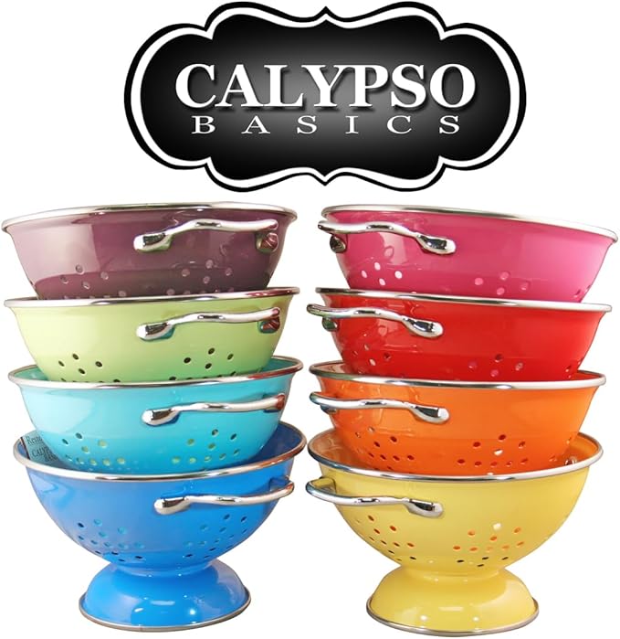 Calypso Basics by Reston Lloyd Powder Coated Enameled Colander, 5 Quart, Red